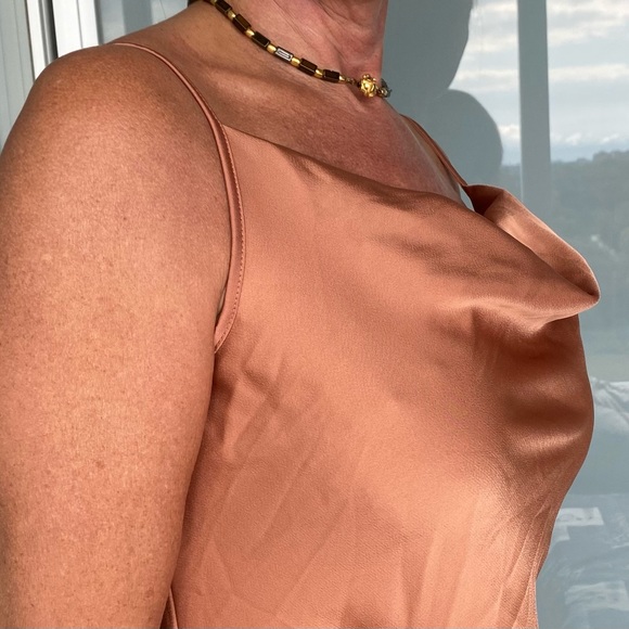 SHEIN cowl neck solid slip dress colour apricot size L excellent condition - Picture 3 of 5